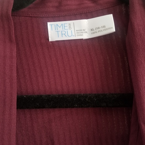 Time and tru burgundy long sleeve neck tie blouse - Picture 7 of 7